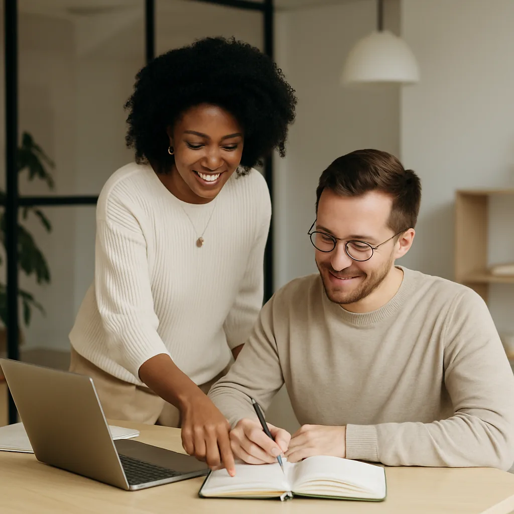 Training and coaching session with structured materials